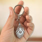 Stainless steel peacock feather design keychain for keys or bags