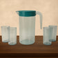 Crystal Premium Jug set with spill-proof lid and 4 matching glasses for home use