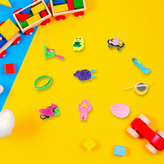 A collection of engaging miniature toys from the 10-in-1 set, laid out to showcase their unique designs.