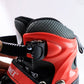 Top view of black and red adjustable quad roller skates for children
