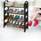Versatile multi-tier shoe rack, offering practical storage for various household items.