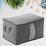 Organivo Quilted Storage Bag with clear window for organizing clothes and bedding.