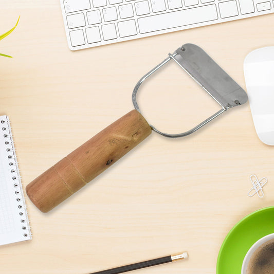 Sharp stainless steel vegetable peeler with wooden handle, durable and efficient