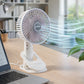 Compact portable USB fan with multifunctional stand for desktop and handheld use