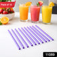 Colorful reusable plastic drinking straws set for smoothies and drinks