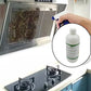 Kitchen degreaser spray effectively cleaning a greasy grill surface.