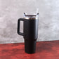 Close-up of travel mug ergonomic handle for comfortable sipping