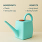 Close-up of ergonomic handle on a 2L gardening watering can for comfortable grip