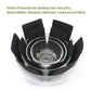 Pots and pans stacked with felt protectors between to avoid scratches and damage