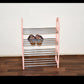 DIY shoe storage shelf with four tiers, perfect for bedroom and closet
