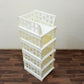 Compact 5-layer foldable storage cart, ideal for small spaces like a closet.