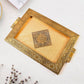 Side view showing easy-grip handles of Rajwadi premium serving tray