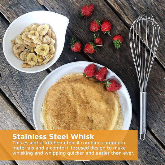 Durable stainless steel balloon whisk perfect for whipping cream and sauces