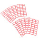 White blank label sticker sheets with prominent red border for clear labeling