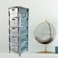 Detail of the sturdy, anti-slip plastic drawers of the modular storage system.