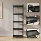 Rolling storage rack offering compact space-saving vertical shelving