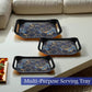Set of premium plastic serving trays with hexagonal golden accent pattern