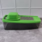 Manual vegetable dicer with multiple blade inserts and compact design