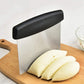 Using stainless steel dough scraper to cut and fold dough precisely