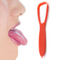 Durable plastic tongue scraper, highlighted as safe for dishwasher cleaning.