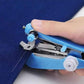 Comparison of the compact handheld sewing machine with a larger traditional model.