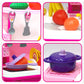Portable kids cooking toy set, transforming into a table
