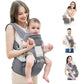 Mother carrying baby comfortably on her back using the ergonomic baby carrier.