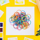 Assorted multicolor elastic bands serving office, school, and home needs.