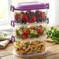 Transparent airtight food storage box showing fresh contents