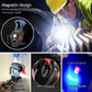Rechargeable LED keychain flashlight with its USB charging cable and detailed features.