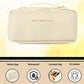 Travel organizer makeup bag with sturdy stitched handle for carrying