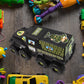 Rear view of the large plastic military vehicle toy.