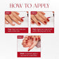 Close-up of a hand with perfectly painted red matte nails, long-lasting and chip-resistant.