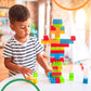 Assorted building bricks from the educational Kids' Block Set, ready for assembly.