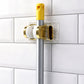 Wall mount mop and broom organizer ideal for kitchen and utility spaces