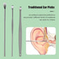 Organized stainless steel ear cleaning tool set stored neatly