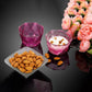 Overhead view of the elegant diamond shape ice cream bowls.