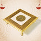 Top-down view of the elegant square Pooja Chowki, ready for your deity.