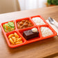 Red sectioned dining plate made from food-safe plastic for mess-free meals