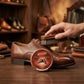 Rich brown shoe polish to enhance leather footwear appearance