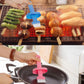 Ergonomic plastic spatula with holder, designed for comfortable kitchen use.