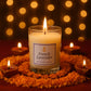 French Lavender soy candle with fresh lavender sprigs for aromatherapy