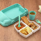 Close-up of the BPA-free kids dinnerware set showing the ergonomic spoon and fork.