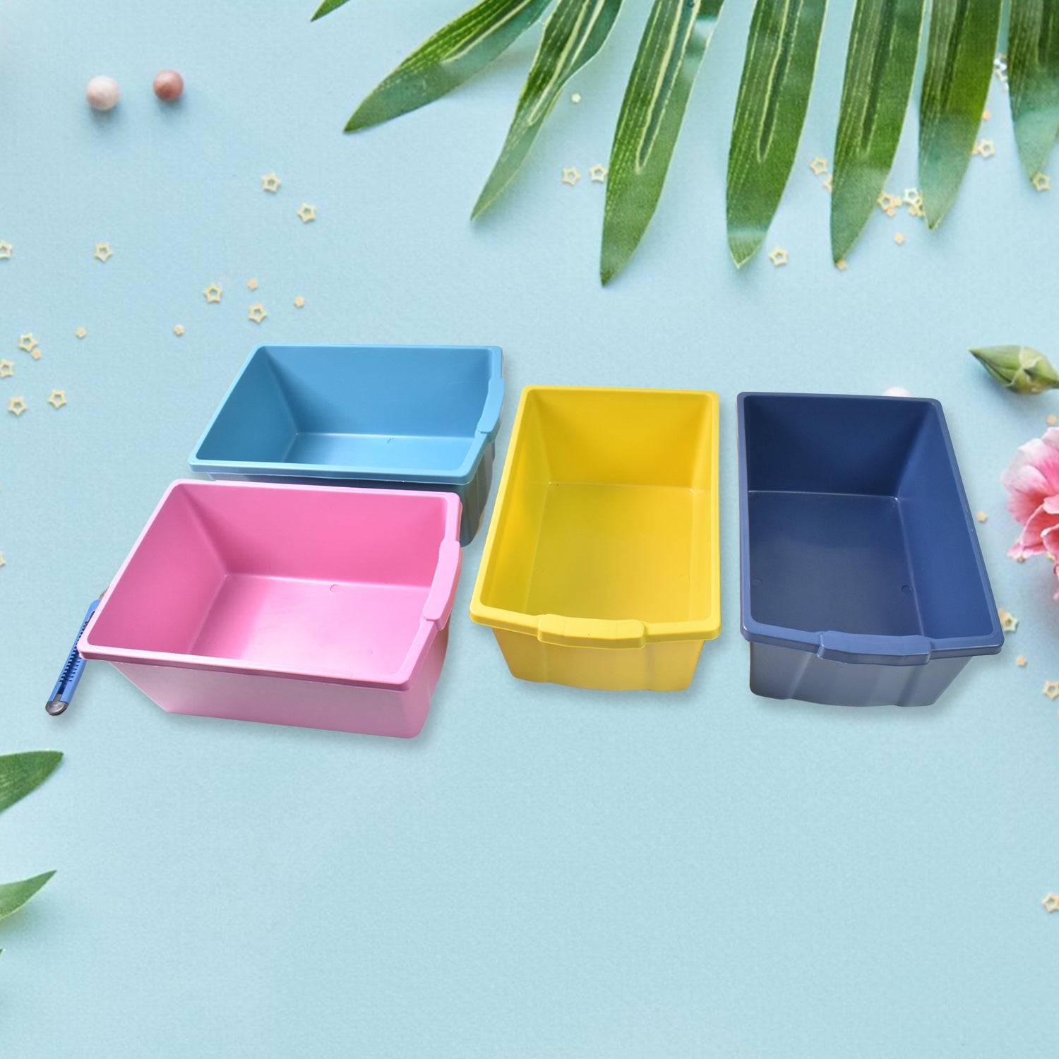 Side profile of the durable plastic drawer organizer, highlighting its compact and stable design.
