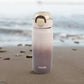 Side view of sealed stainless steel water bottle