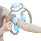 The 5-wheel muscle massage roller laid flat, ready for use on various body parts.