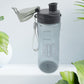 Plastic water bottle designed for both hot and cold beverages.