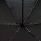 A DrizzlePro portable umbrella closed and ready to be stored, highlighting its compact design.