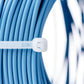 Three black 10-inch nylon zip ties laid out, highlighting their uniform length and robust design.