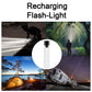 Rechargeable LED flashlight showing USB charging port
